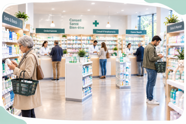 Les espaces en libre-service occupent une place importante dans de nombreuses pharmacies. Ils permettent aux clients de découvrir certains produits, de comparer les références et de circuler de manière autonome dans l'espace de vente.